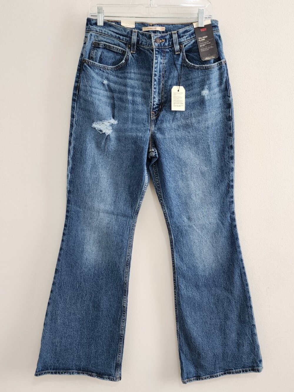 Levi's Blue Distressed Flare Jeans